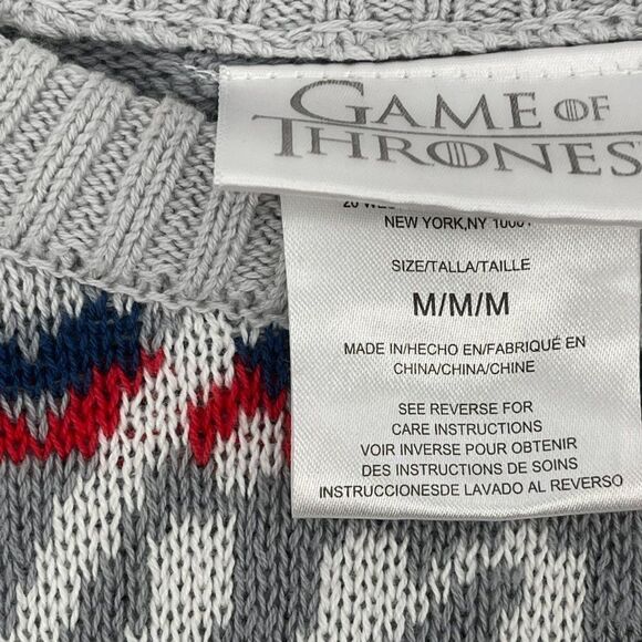 2/$30 Game of Thrones Winter Is Here Fair Isle Wolf Long Sleeve Sweater Top - Picture 10 of 10